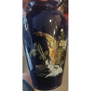 VTGJapanese porcelain Cobalt Blue beautiful Vase 1960s Art Collection #380‎